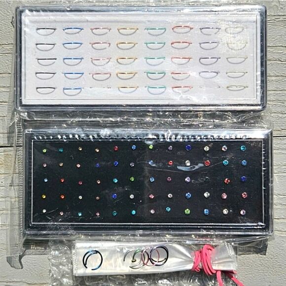 Body jewelry bundle w carry bag 60+ pc lot labret nose ring ear wrist - Picture 9 of 16